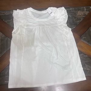 White cotton blouse/ ruffle cap sleeves